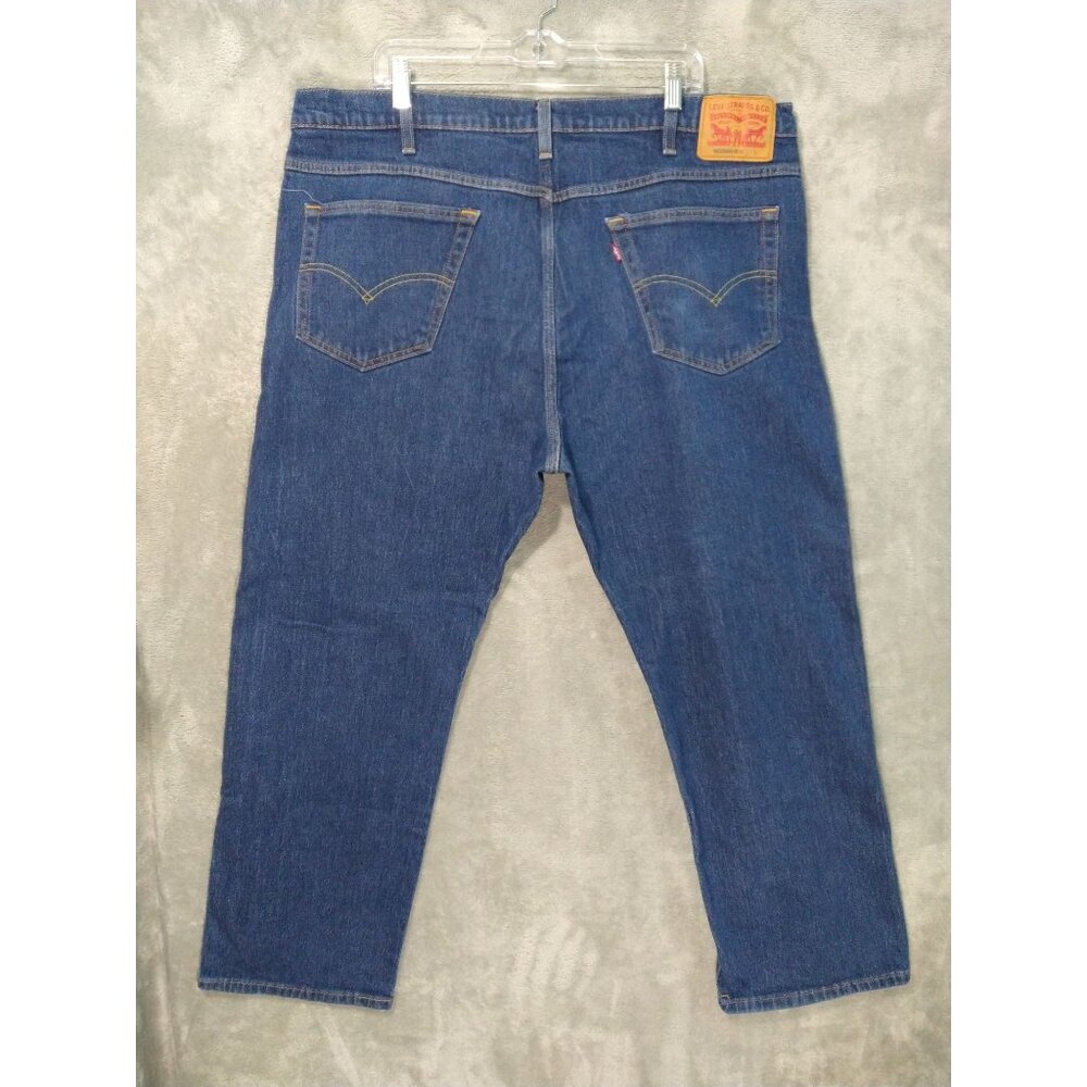 Levis Jeans Mens 44x32 Blue Denim Western Fit Straight Leg High Rise Stretch - Picture 2 of 11